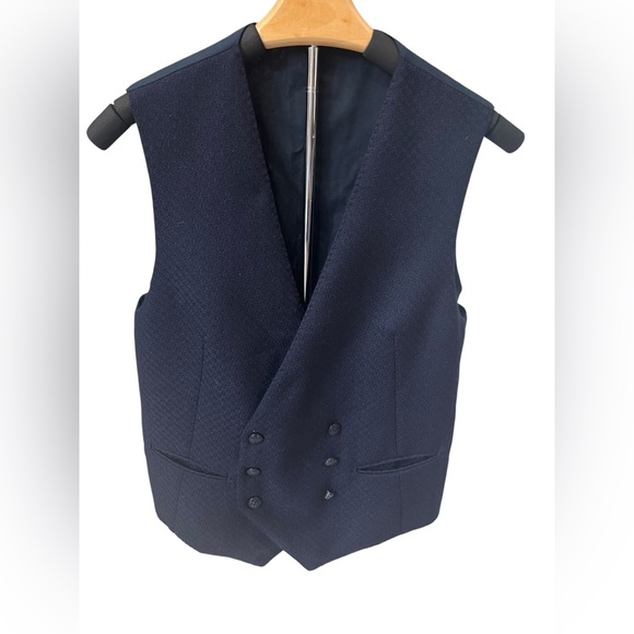 Tagliatore Double Breasted Wool Vest Navy Blue Size 48R Made in Italy - Picture 2 of 10
